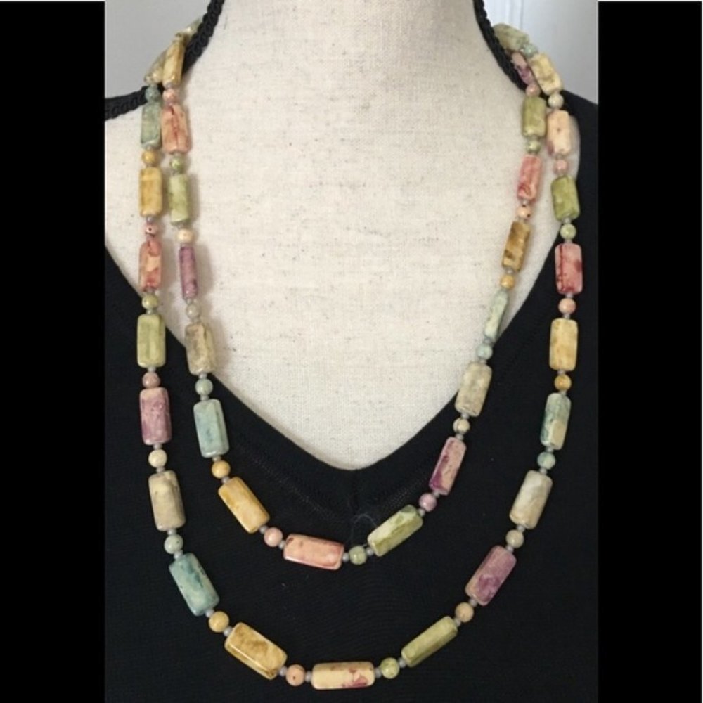 Forever 21 Bohemian 18” Stone Necklace Pastel Multicolor Everyday